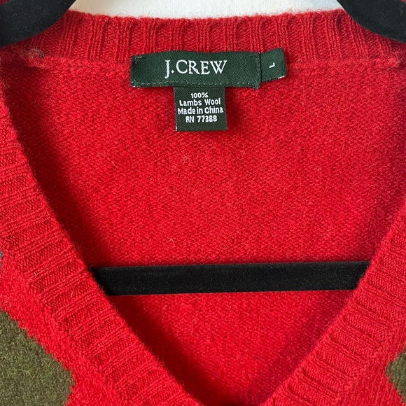 J. Crew Men’s Red/Gray Lambswool Argyle Sweater Vest Preppy Academia Size Large - Picture 8 of 16